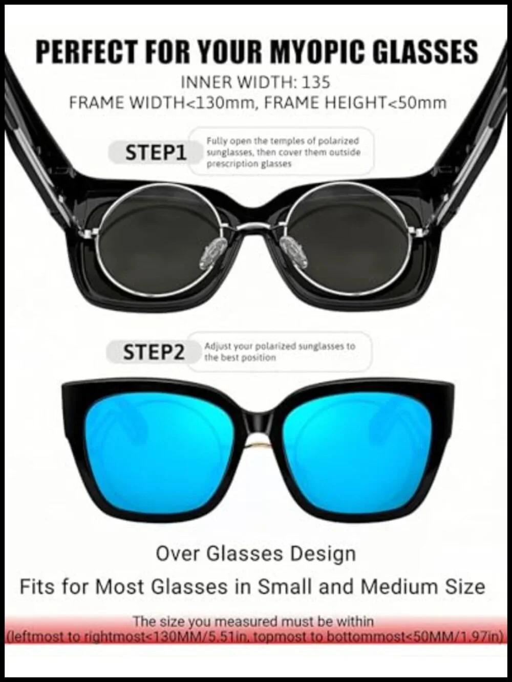 Oversized Fit Over Sunglasses Square Polarized UV400 TR90